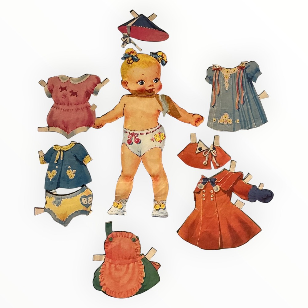 Vintage Paper Doll Girl With Clothing Outfits Accessories Paper Ephemera